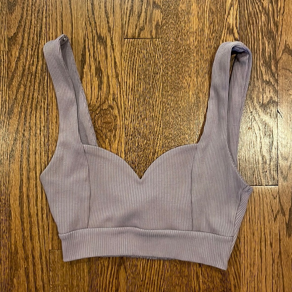 Zara purple ribbed crop top size medium